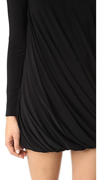Shop Norma Kamali Long Sleeve Twist Mini Dress In Black