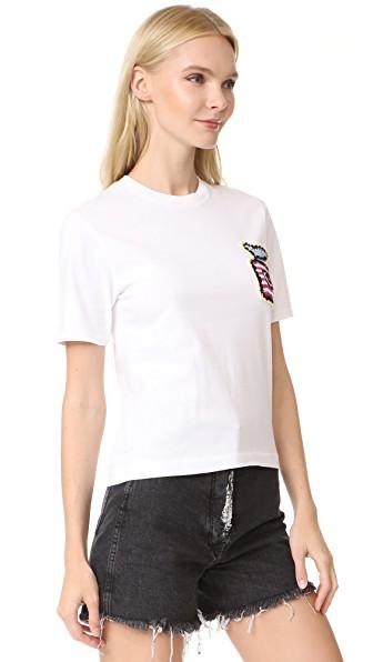 Michaela Buerger Cropped Tee With Perfume Bottle Patch In White | ModeSens