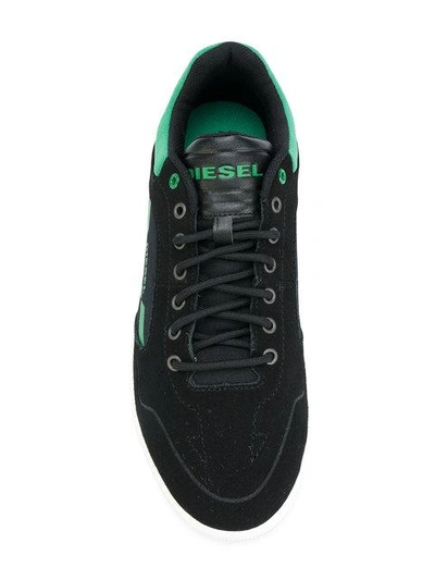 Shop Diesel Canvas-panelled Sneakers - Black