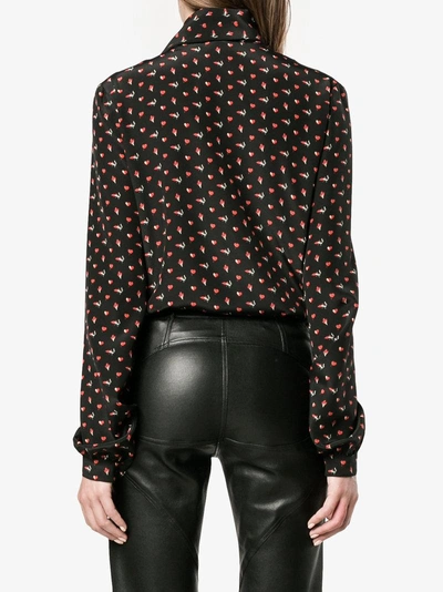 Shop Saint Laurent Micro Heart And Lightning Bolt Print Blouse In Black