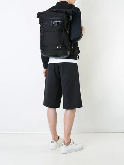 Shop As2ov Ballistic Nylon Roll Backpack In Black