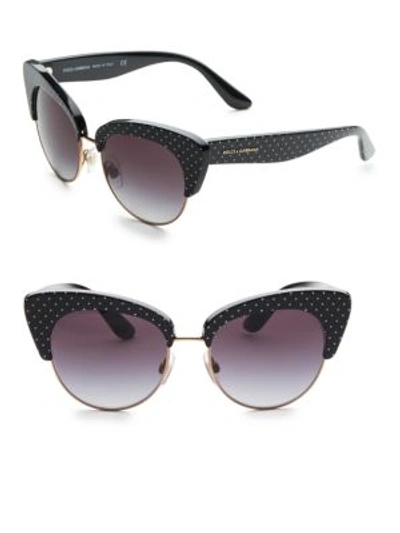 Dolce & Gabbana Sicilian Carretto 52mm Acetate & Metal Cat's-eye Sunglasses In White Black