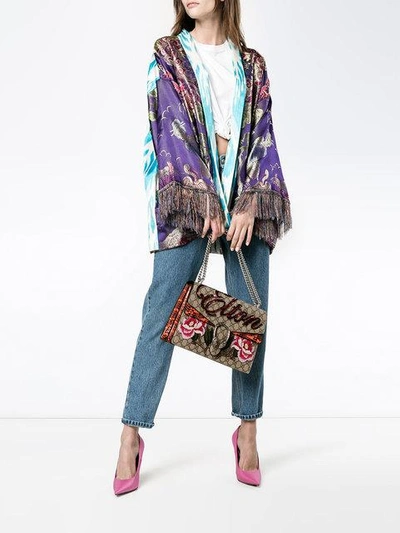 Gucci Dionysus Appliquéd Printed Coated-canvas And Watersnake Shoulder Bag