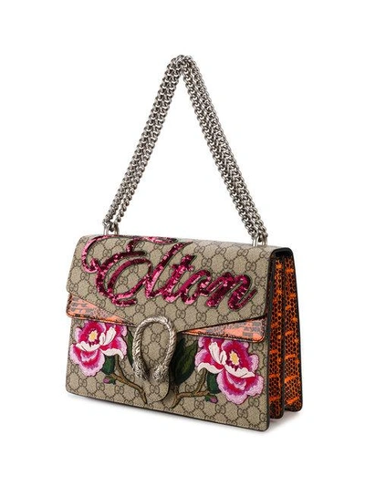 Gucci Dionysus Appliquéd Printed Coated-canvas And Watersnake Shoulder Bag