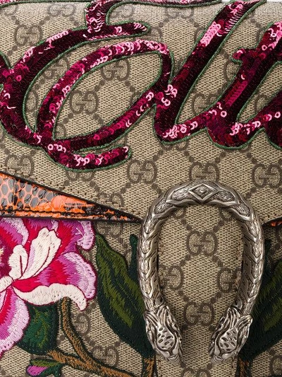 Gucci Dionysus Appliquéd Printed Coated-canvas And Watersnake Shoulder Bag