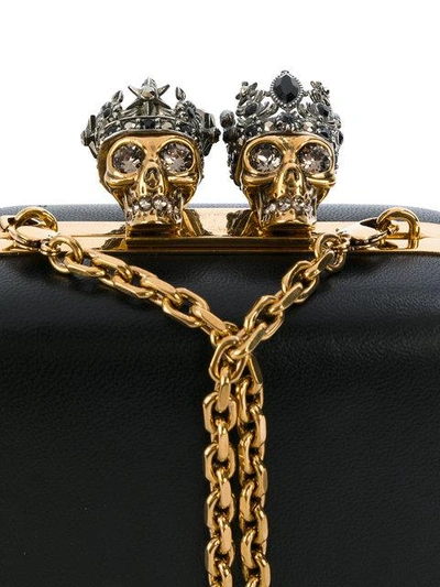 Shop Alexander Mcqueen Queen And King Skeleton Box Clutch In Black
