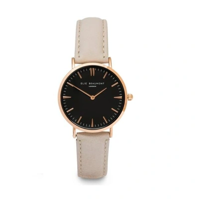 Shop Elie Beaumont Oxford Small Stone Nappa Leather Black Dial