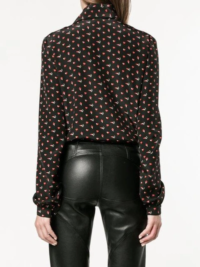 Shop Saint Laurent Micro Heart And Lightning Bolt Print Blouse In Black