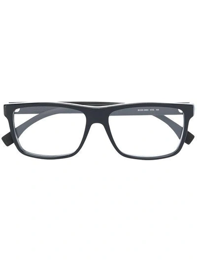 Shop Hugo Boss Boss  Rectangular Frame Glasses - Black
