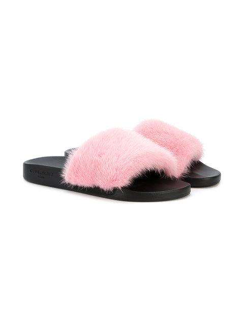 givenchy women's mink fur & rubber slides