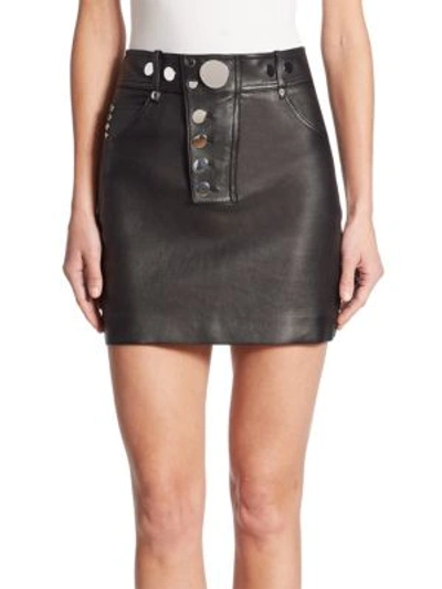 Shop Alexander Wang Leather Mini Skirt In Onyx