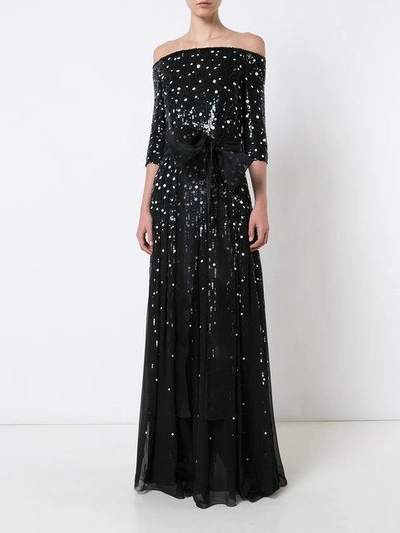 Shop Carolina Herrera Pailette Sequinned Gown - Black