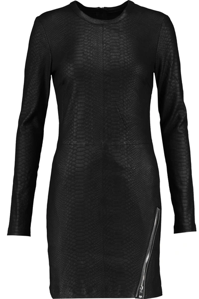Rta Yves Snake-effect Stretch-leather Mini Dress