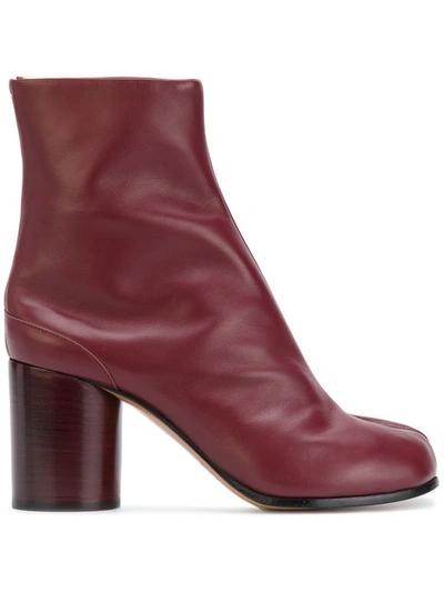 Maison Margiela Tabi Split-toe Leather Ankle Boots In Burgundy