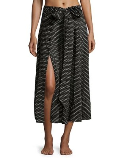 Shop Lisa Marie Fernandez Polka Dot Beach Skirt In Black White Polka Dots