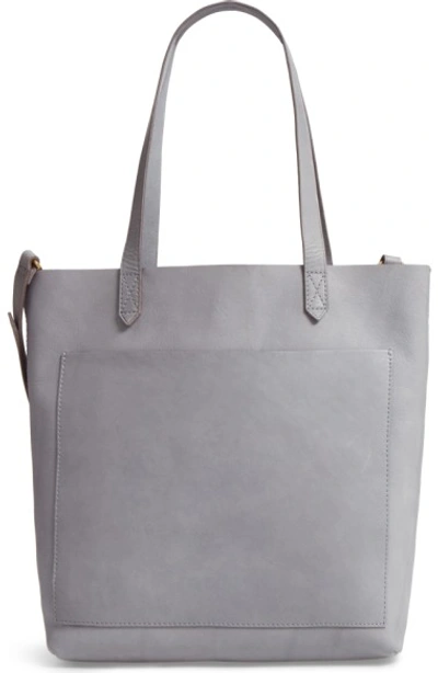 Madewell Medium Leather Transport Tote - Grey In Glassware Blue
