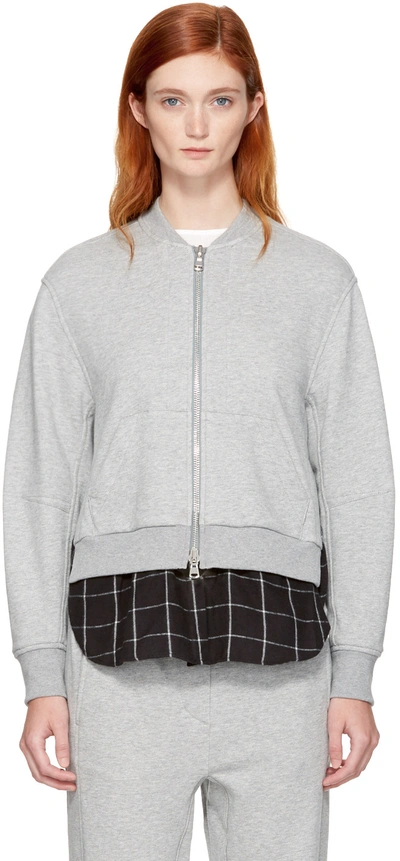 3.1 Phillip Lim / フィリップ リム Layered Cotton-jersey And Flannel Bomber Jacket In Grey