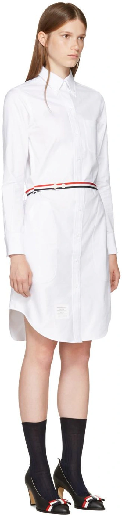 Shop Thom Browne White Stripe A-line Shirt Dress