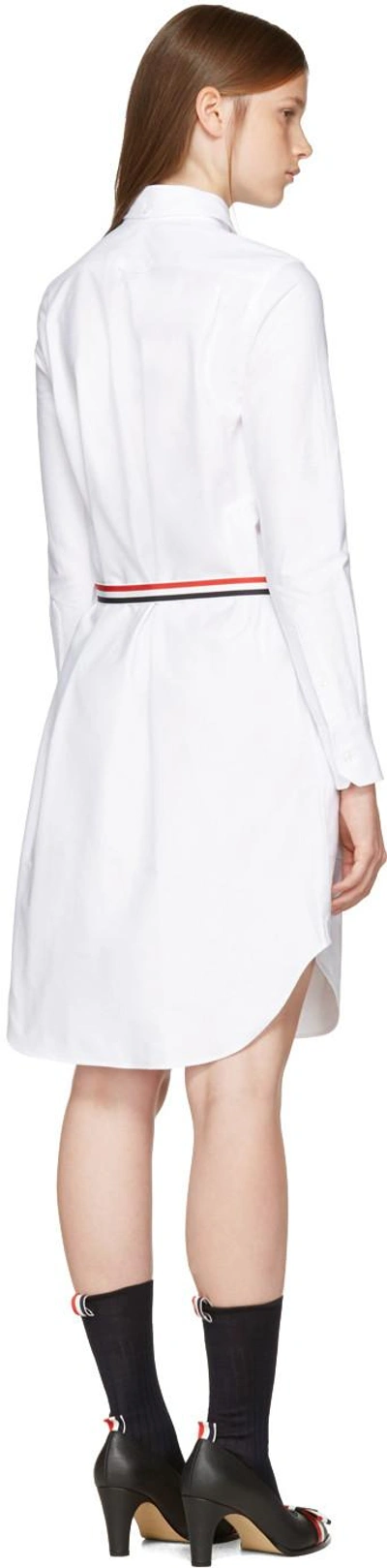 Shop Thom Browne White Stripe A-line Shirt Dress