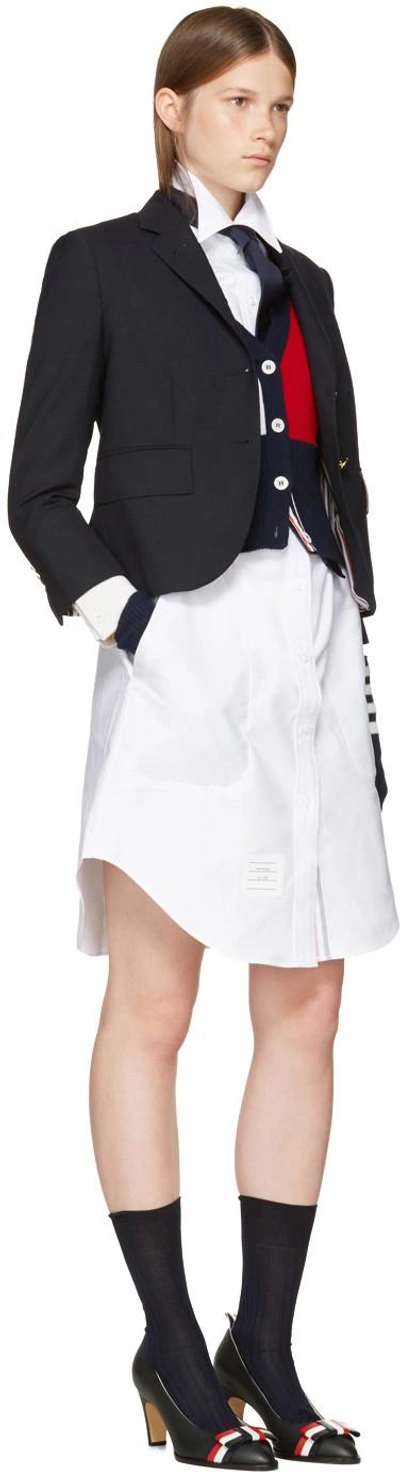 Shop Thom Browne White Stripe A-line Shirt Dress