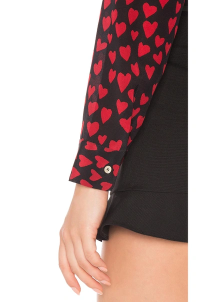 Shop Red Valentino Heart Print Shirt In Black