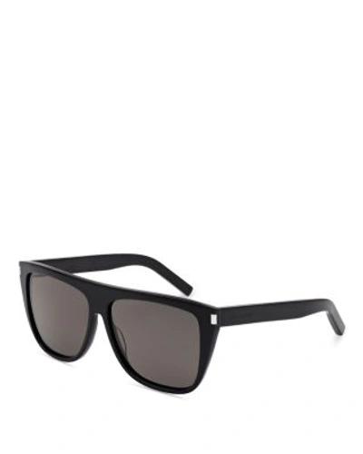 Shop Saint Laurent Men's Flat Top Square Sunglasses, 59mm In Black Smoke