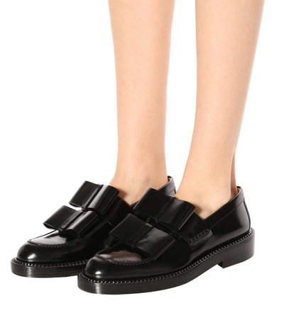 Shop Marni Glossed-leather Loafers In Llack