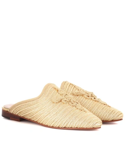 Shop Carrie Forbes Raffia Slippers In Gold