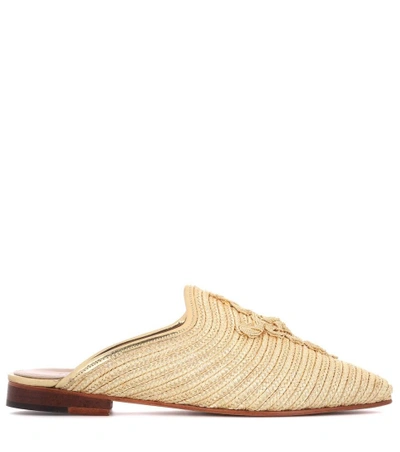 Shop Carrie Forbes Raffia Slippers In Gold