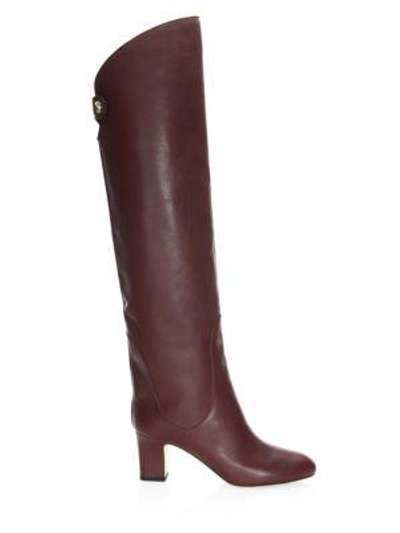 Shop Jimmy Choo Minerva 65 Leather Over-the-knee Boots In Vino