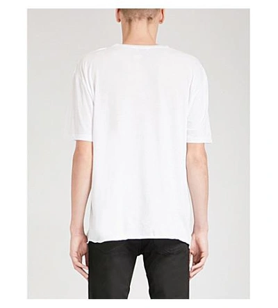 Shop Saint Laurent No Smoking-print Cotton-jersey T-shirt In White