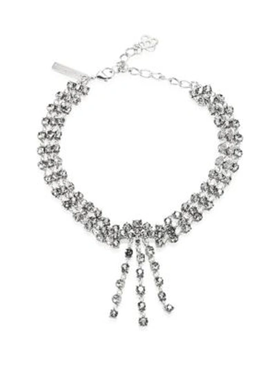 Oscar De La Renta Stone-accented Tassel Choker Necklace In Silver