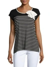 KARL LAGERFELD STRIPED BOW-ACCENTED TOP,0400094822062