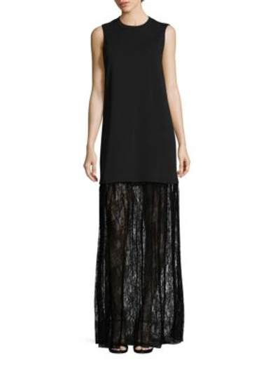 Shop Mcq By Alexander Mcqueen Lace Hem Maxi Dress In Black