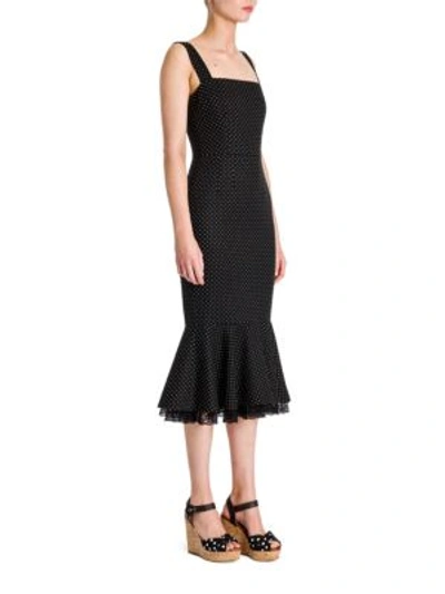 Shop Dolce & Gabbana Polka Dot Printed Dress In Black Micro Pois