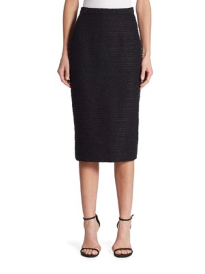 Shop Carolina Herrera Tweed Pencil Skirt In Black