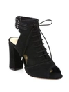 ALEXANDRE BIRMAN Abbe Suede Peep Toe Block Heel Booties