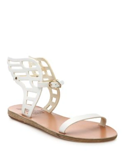 Shop Ancient Greek Sandals Ikaria Lace Leather Wing Sandals In White