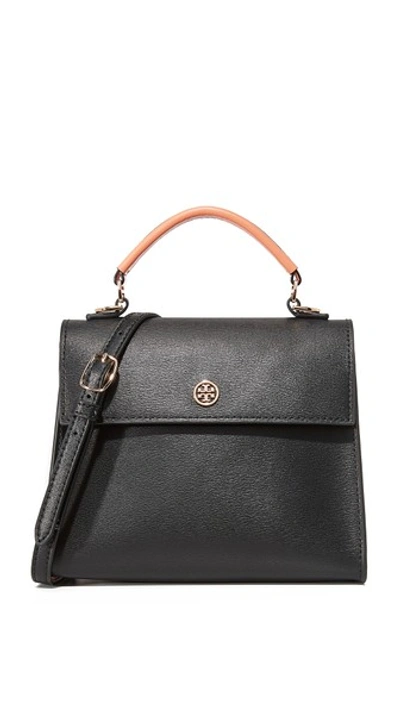Tory Burch Parker Colorblock Small Top Handle Satchel In Black vachetta ModeSens