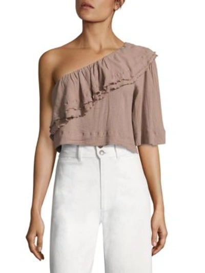 Apiece Apart Botanica Ruffle One-shoulder Top In Mauve