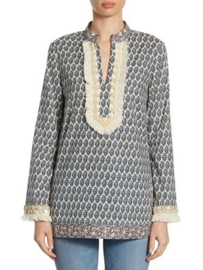 Shop Tory Burch Cotton Fringed Tunic In Elise Paisley