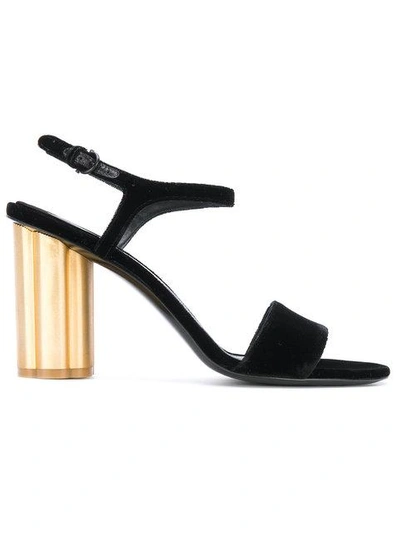 Shop Ferragamo Salvatore  Flower Heel Sandals - Black