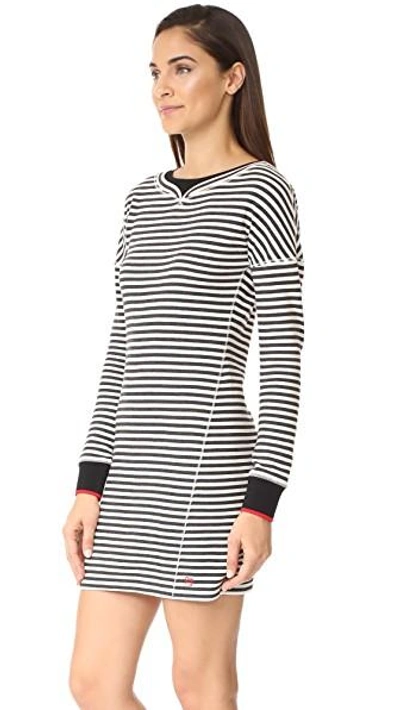 Shop Grey Jason Wu Stripe Boatneck Dress With Ribbed Detail In Black/star White