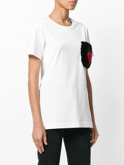 Shop Mr & Mrs Italy Fur Pocket T-shirt In White