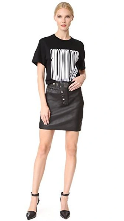 Shop Alexander Wang High Waisted Leather Miniskirt In Onyx
