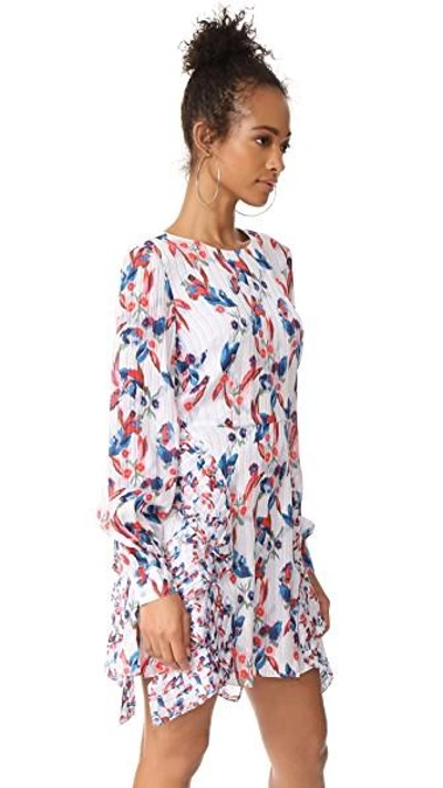 Shop Tanya Taylor Floral Ikat Silk Stripe Faretta Dress In Lavender