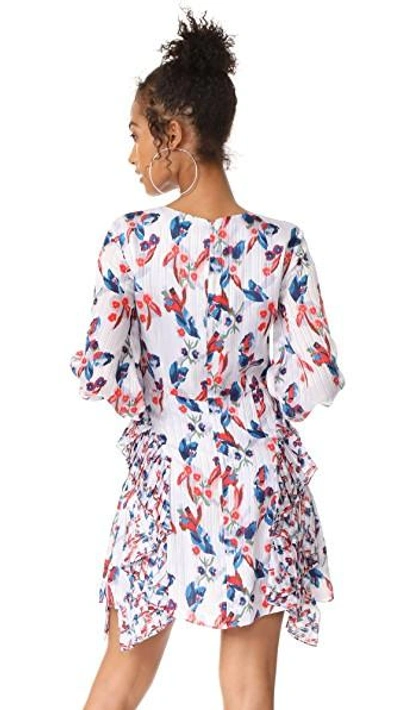 Shop Tanya Taylor Floral Ikat Silk Stripe Faretta Dress In Lavender