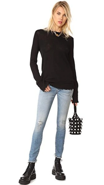 Shop R13 Distressed Edge Cashmere Sweater In Black