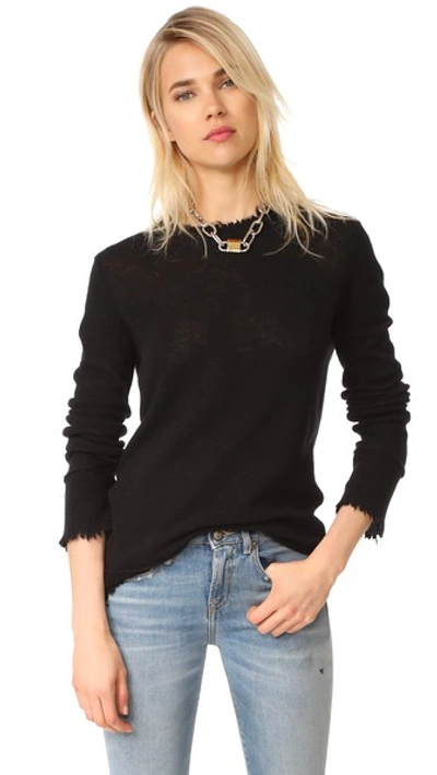 Shop R13 Distressed Edge Cashmere Sweater In Black