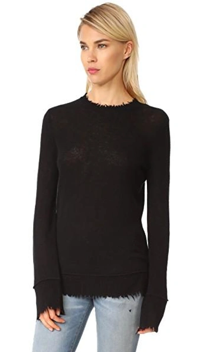 Shop R13 Distressed Edge Cashmere Sweater In Black